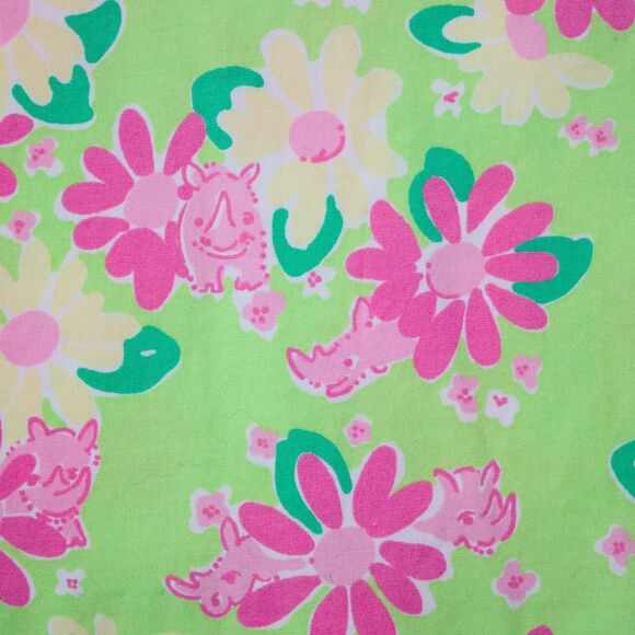 VTG Lilly Pulitzer White Label Crop Pants Green Pink Rhinoceros Flowers Women 2 - Picture 3 of 11